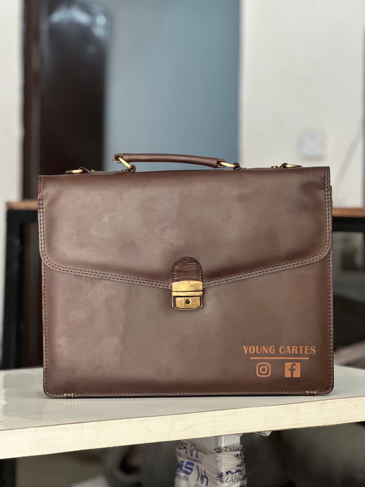 Leather laptop bag